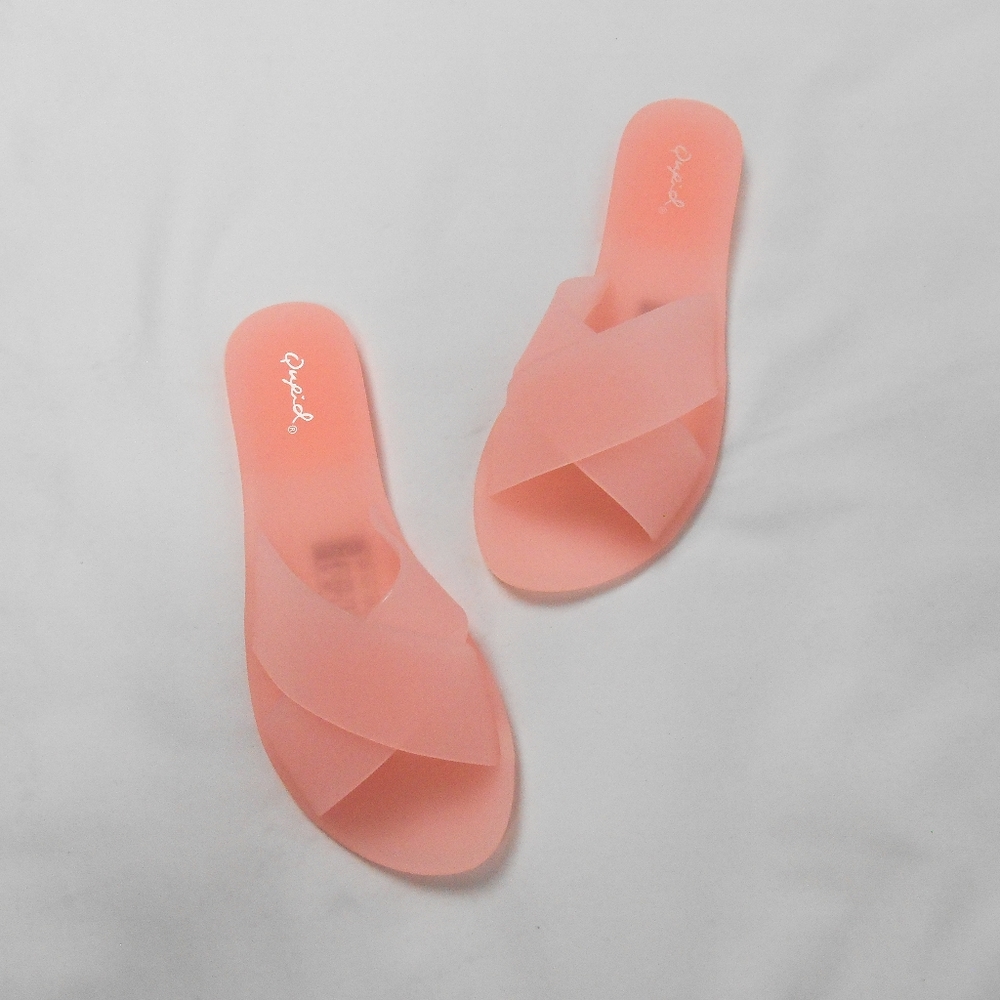 New Blush Pink Jelly Sandals - Picture 2 of 7